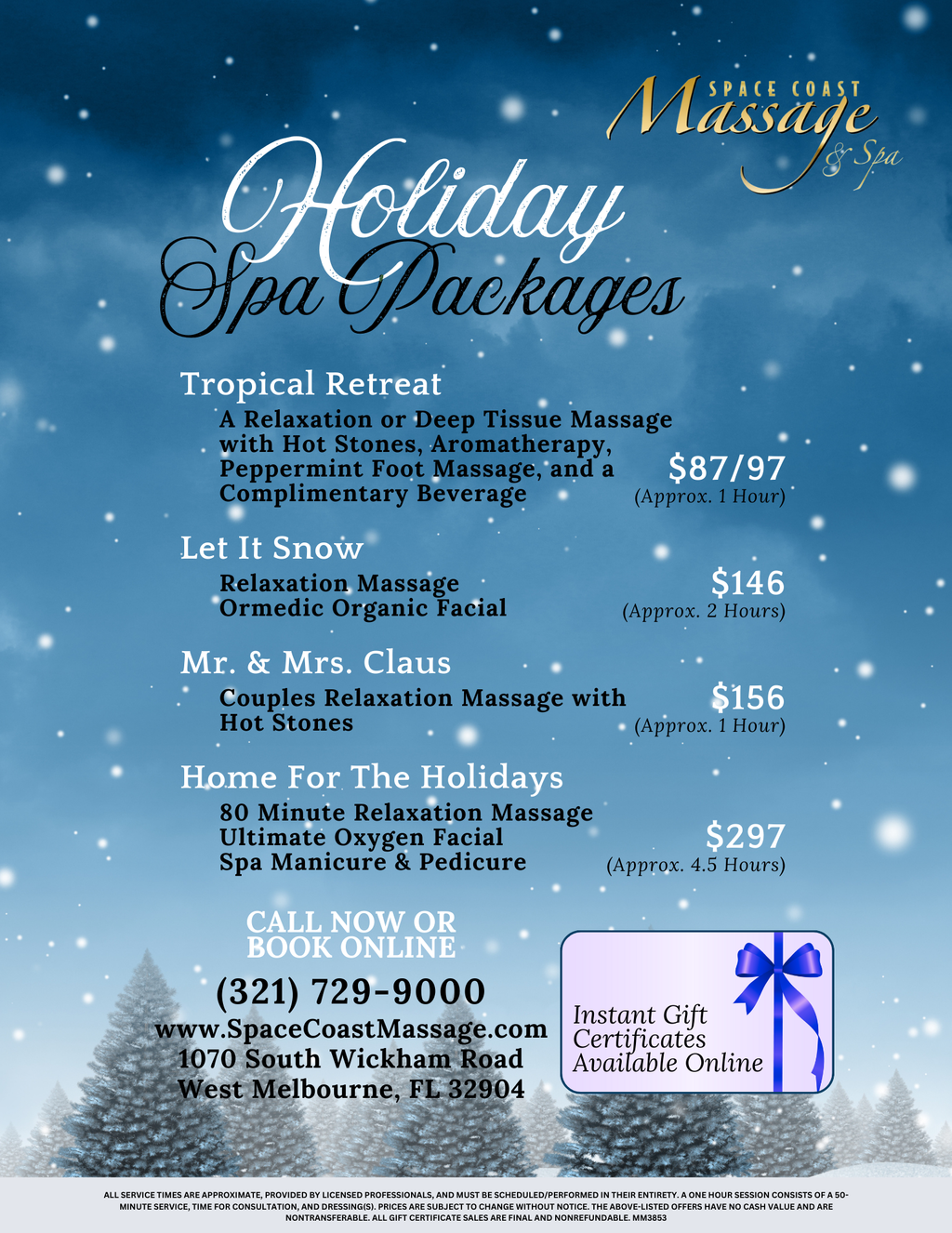 Space Coast Massage and Spa Holiday Spa Packages 2024