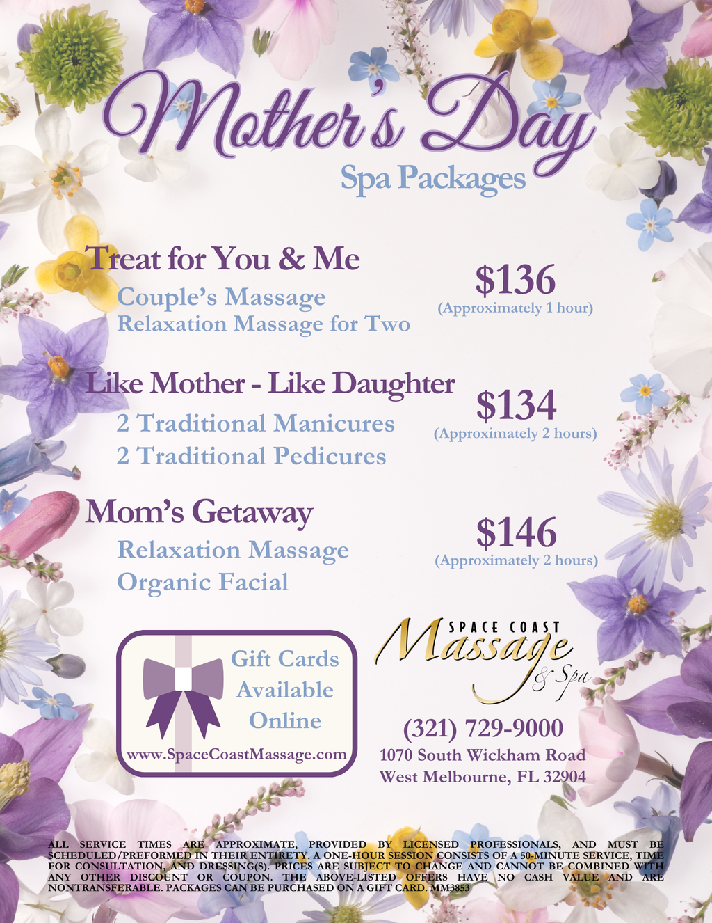 Space Coast Massage and Spa Mother's Day Spa Packages 2024